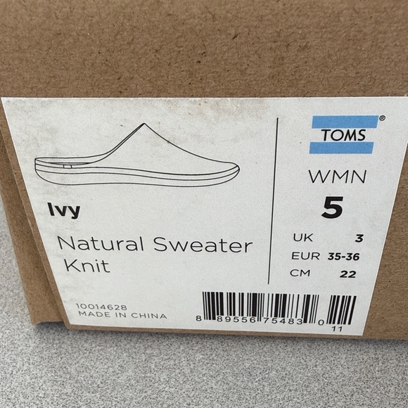 TOMS IVORY Mule SWEATER KNIT SLIPPERS SIZE 5 New in box - Picture 3 of 6